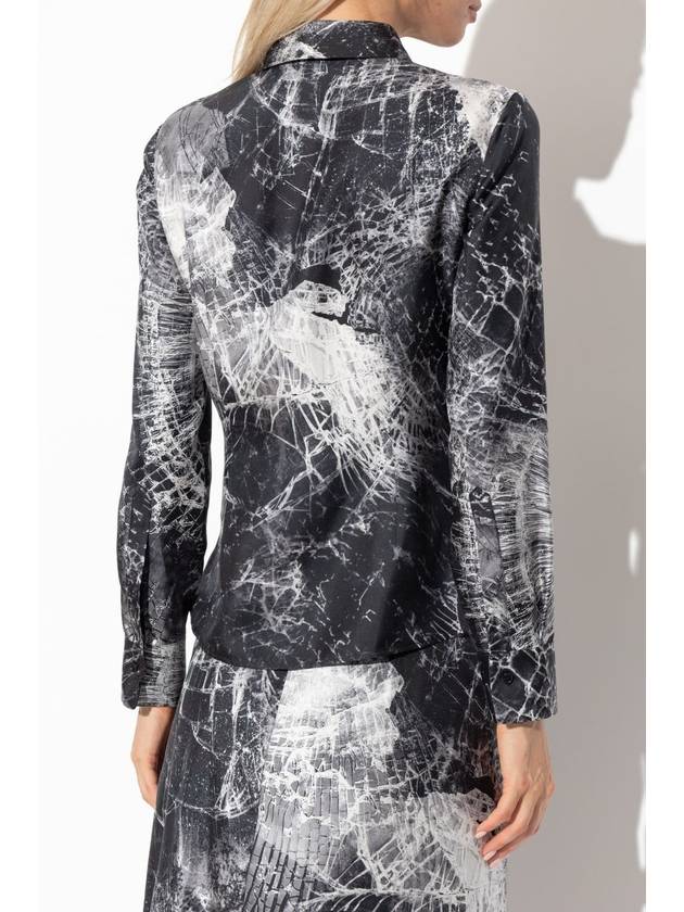 Alexander McQueen Silk Shirt With Print, Women's, Black - ALEXANDER MCQUEEN - BALAAN 4