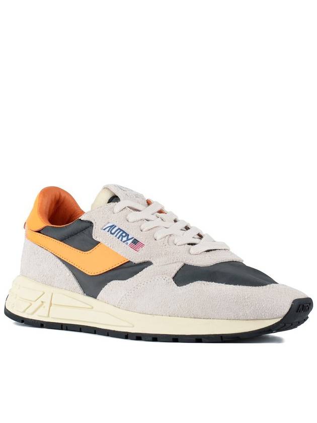 Autry White And Orange Suede And Nylon Reelwind Low Sneakers - AUTRY - BALAAN 3