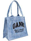 Logo Tote Bag Shoulder Bag Light Blue Women's - GANNI - BALAAN 3