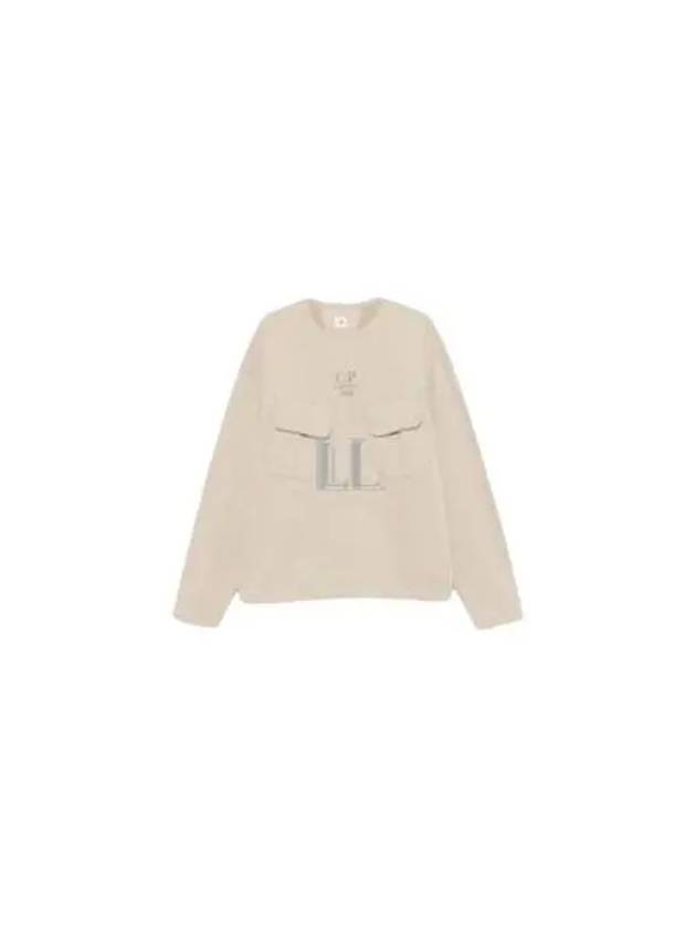 Brushed Emerized Diagonal Fleece Crew Neck Sweatshirt Beige - CP COMPANY - BALAAN 2