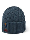 Polo Bear Cable Knit Beanie Blue - POLO RALPH LAUREN - BALAAN 5