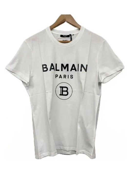 logo printed short sleeve t-shirt white - BALMAIN - BALAAN.