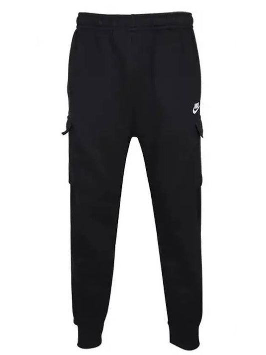 NSW Club Fleece Cargo Track Pants Black - NIKE - BALAAN 1