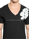 Men's Flower Vneck Short Sleeve TShirt 74GC0857 - DSQUARED2 - BALAAN 2