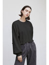 volume sleeve cropped cotton sweatshirt black - ARIFF - BALAAN 1