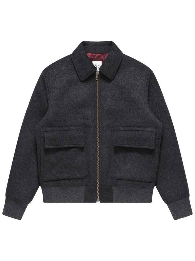 Wool blouson zip up jacket charcoal - SOLEW - BALAAN 1