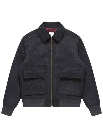 Wool blouson zip up jacket charcoal - SOLEW - BALAAN 1