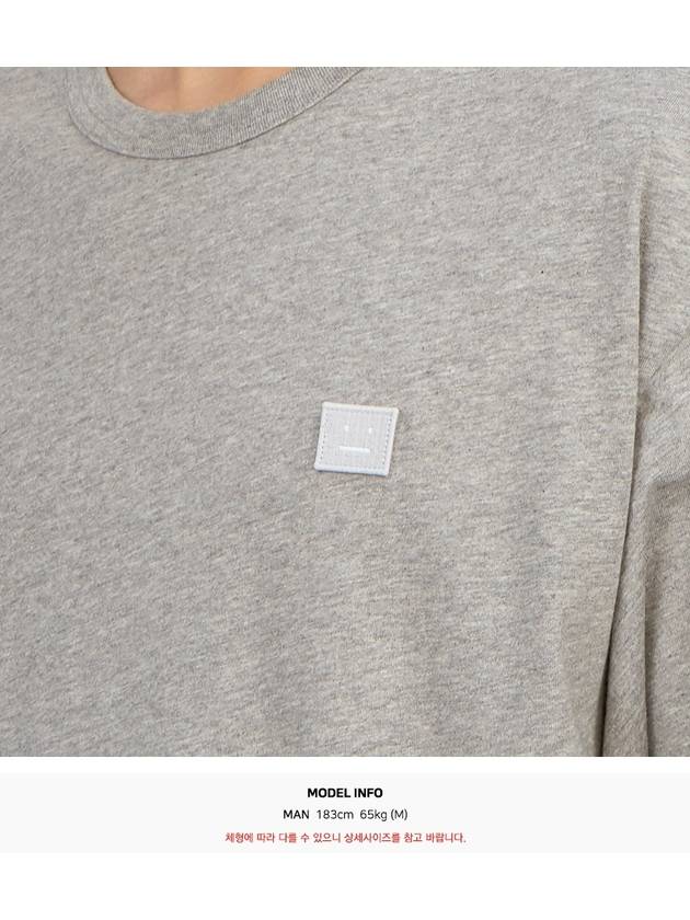 Logo Patch Cotton Short Sleeve T-Shirt Light Grey Melange - ACNE STUDIOS - BALAAN 7