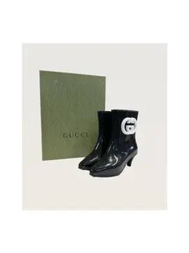 Interlocking G Shiny Rubber Ankle Middle Boots Black - GUCCI - BALAAN 10