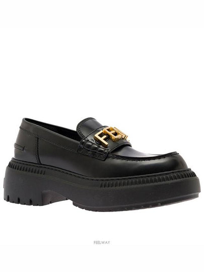 Graphy Logo Leather Loafers Black - FENDI - BALAAN 2