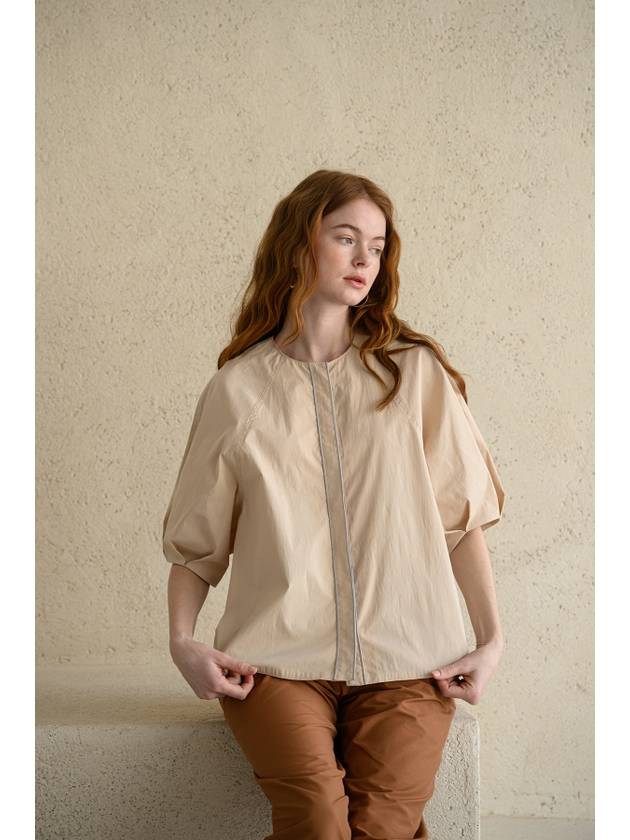 Loose fit puff sleeve daily blouse beige - CAHIERS - BALAAN 5