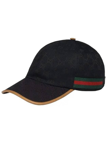 Web Stripe GG Logo Jacquard Canvas Ball Cap Black - GUCCI - BALAAN.