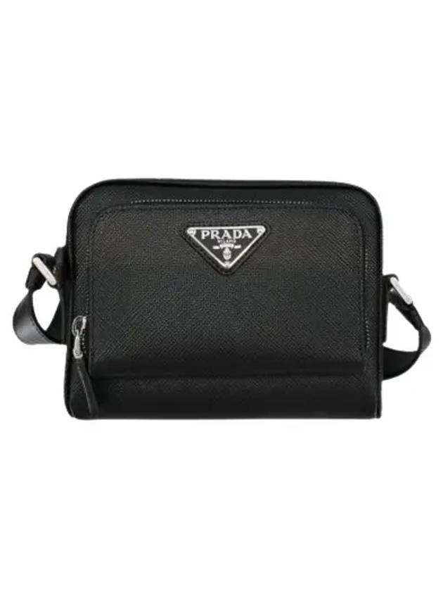 Saffiano Triangle Logo Black Cross Bag Black - PRADA - BALAAN 2