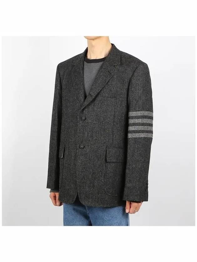 Donegal Tweed 4 Bar Single Breasted Blazer Jacket Grey - THOM BROWNE - BALAAN 3