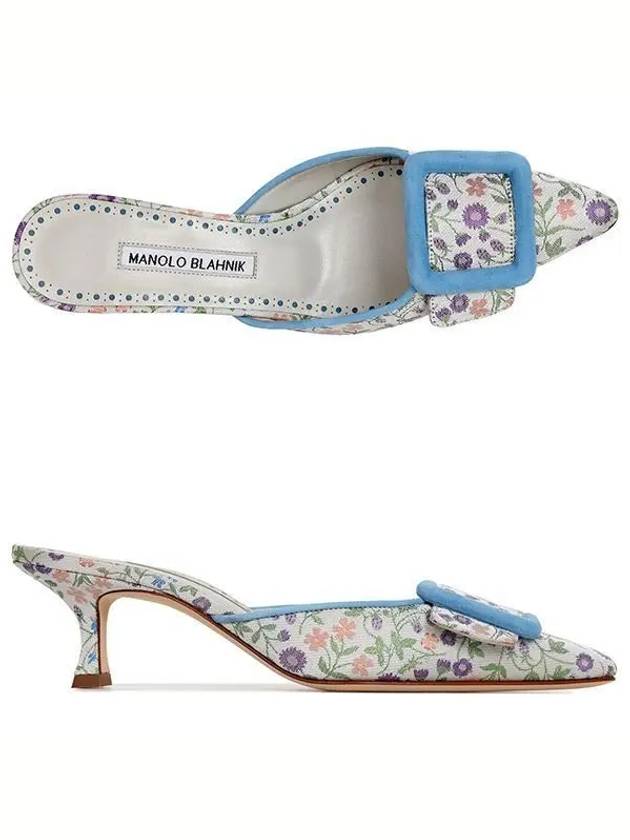 Maysalebi Floral Heel Mules Blue - MANOLO BLAHNIK - BALAAN 2