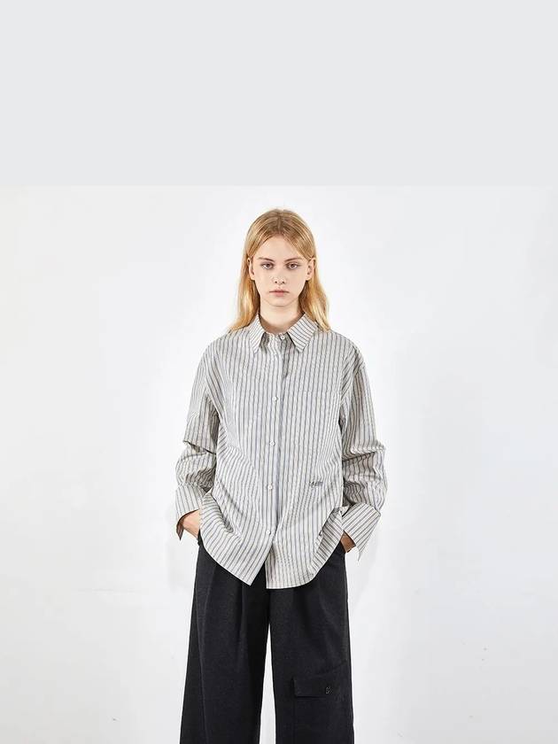 oversized striped lightweight cotton shirt beige - VOYONN - BALAAN 4