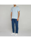 Tricolor Fox Patch Classic Pocket Short Sleeve T-Shirt Blue - MAISON KITSUNE - BALAAN 4