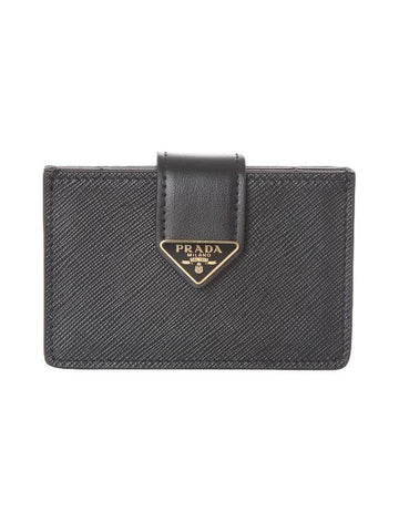 Saffiano Leather Card Wallet Black - PRADA - BALAAN 1