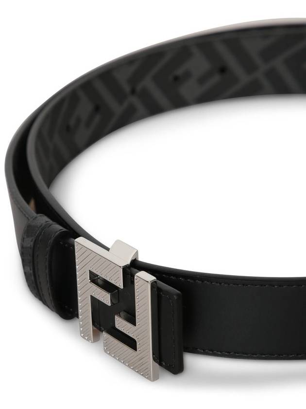 Square FF Buckle Reversible Leather Belt Black - FENDI - BALAAN 3