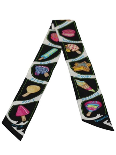 Funny Ice Cream Twilly Scarf Noir - HERMES - BALAAN 2