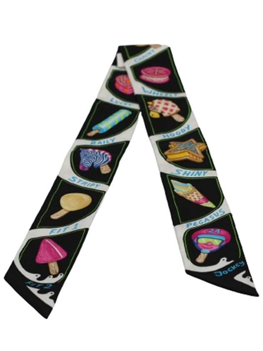 Funny Ice Cream Twilly Scarf Noir Blanc - HERMES - BALAAN 2