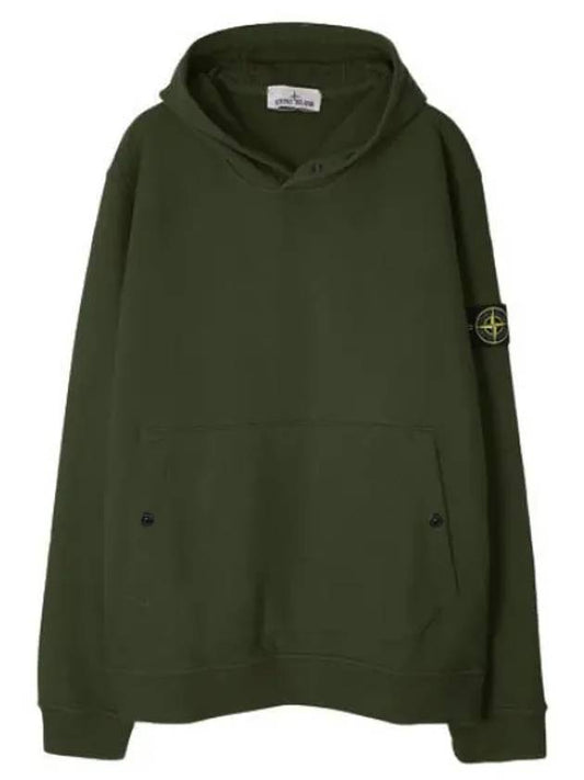 Brushed cotton fleece snap hoodie regular fit - STONE ISLAND - BALAAN 1