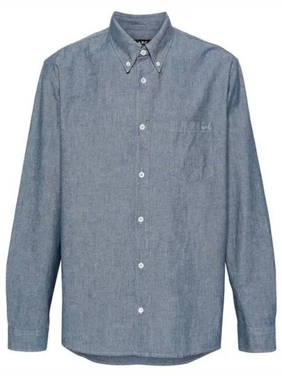 Chemise Edouard Logo Washing Denim Long Sleeve Shirt Blue - A.P.C. - BALAAN 2