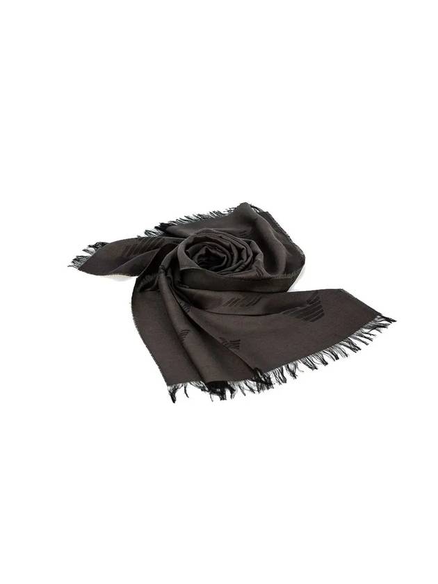 Logo Jacquard Fringe Muffler Brown - EMPORIO ARMANI - BALAAN 1