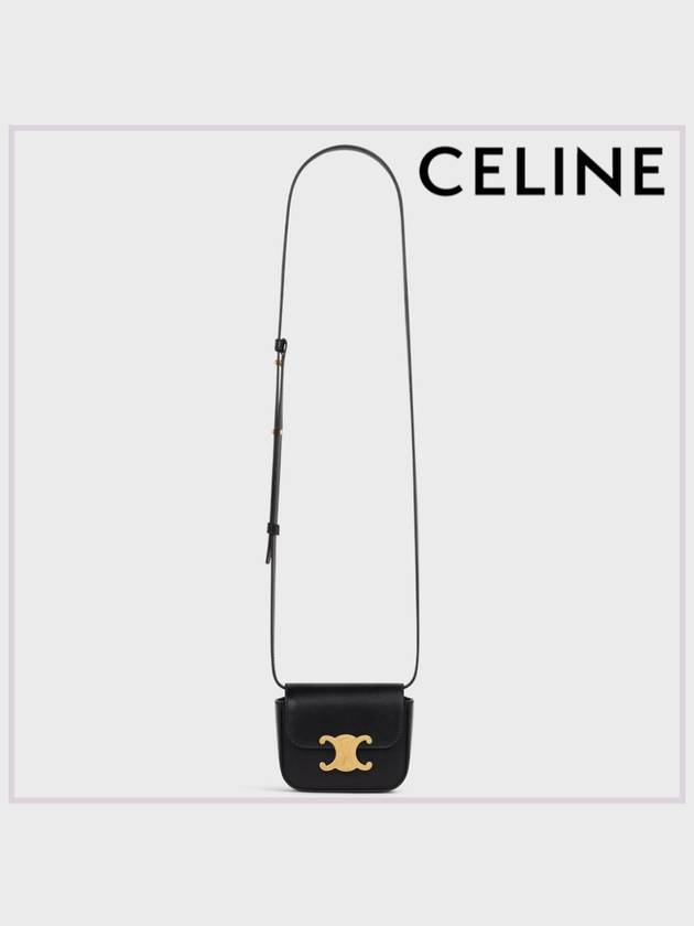 Triomphe Small Shiny Calfskin Cross Bag Black - CELINE - BALAAN 2