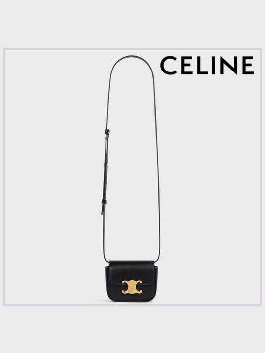 Triomphe Small Shiny Calfskin Cross Bag Black - CELINE - BALAAN 2