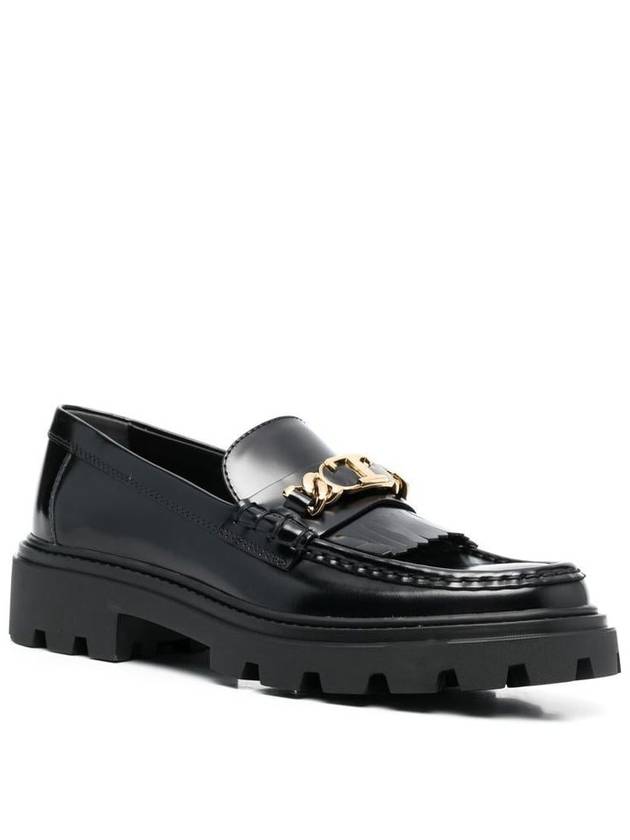 Leather Fringe Loafers Black - TOD'S - BALAAN 3