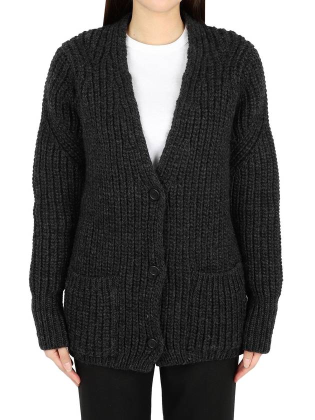 Women's V-neck Wool Cardigan Dark Gray W4223WCGM - OUR LEGACY - BALAAN 2