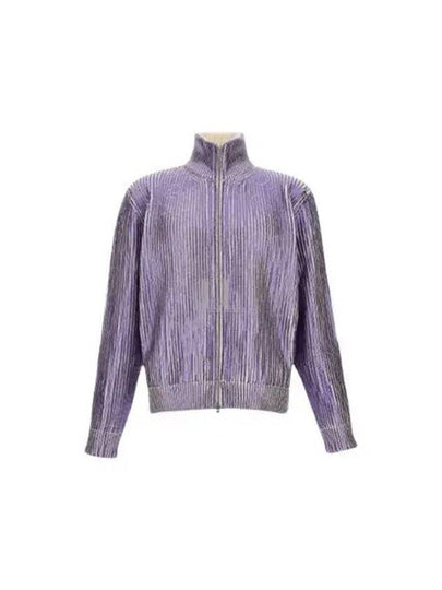 High Neck Zipper Ribbed Cotton Cardigan Purple - MAISON MARGIELA - BALAAN 2