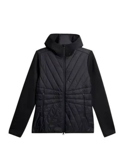 Women's Holma Quilt Hybrid Zip-Up Hoodie Black - J.LINDEBERG - BALAAN 2