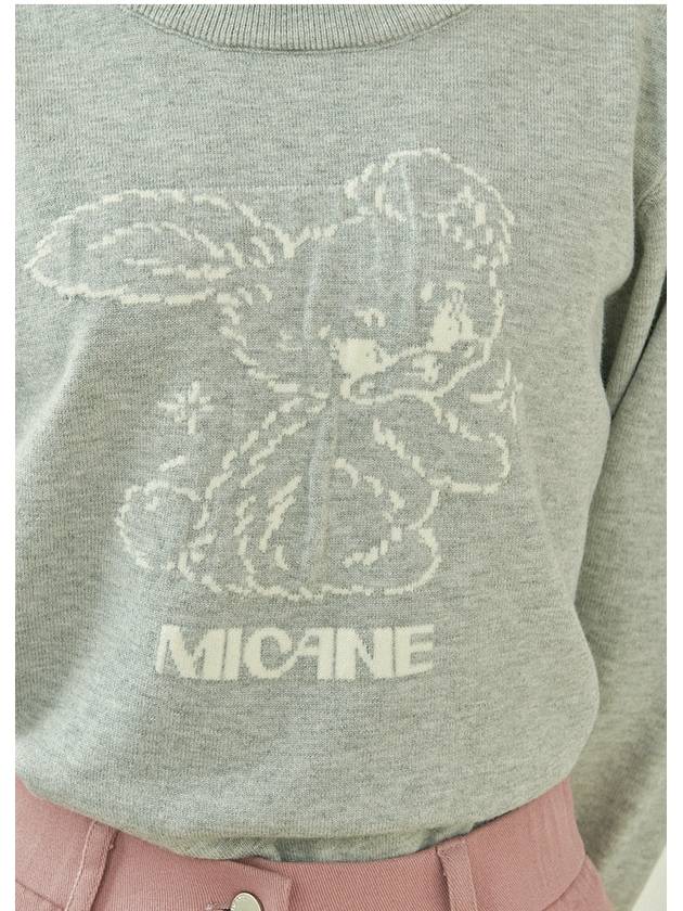 Bouncy rabbit wool round knit light gray - MICANE - BALAAN 4