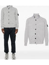 Wappen High Neck Button Up Wool Cardigan Melange Grey - STONE ISLAND - BALAAN 2