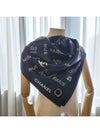 Velvet logo lettering scarf black and white - CHANEL - BALAAN 4