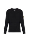 Crewneck Full Rib Wool Knit Top Melange Charcoal - STONE ISLAND - BALAAN 1