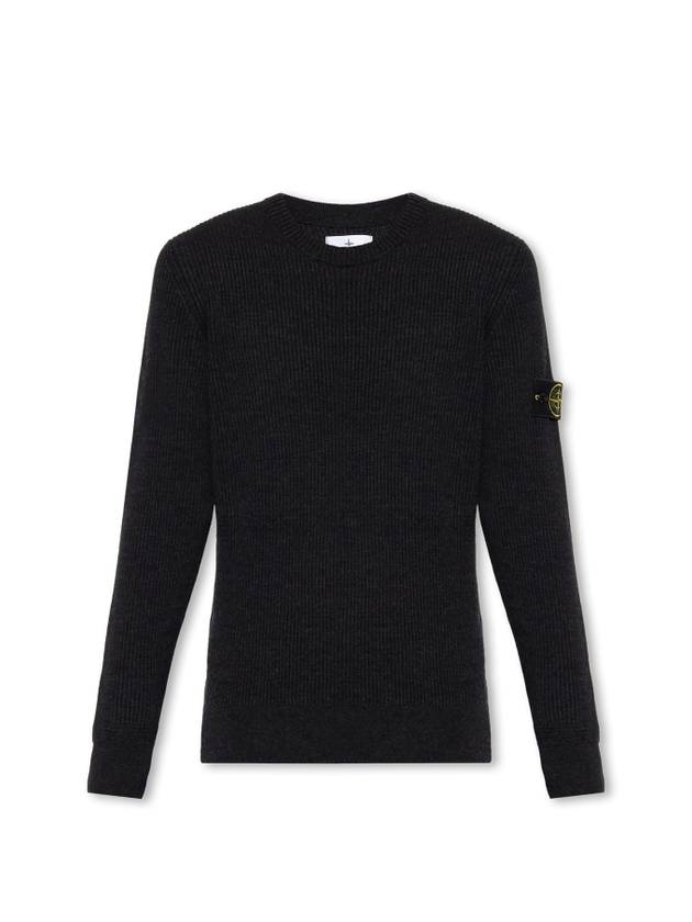 Crewneck Full Rib Wool Knit Top Melange Charcoal - STONE ISLAND - BALAAN 2