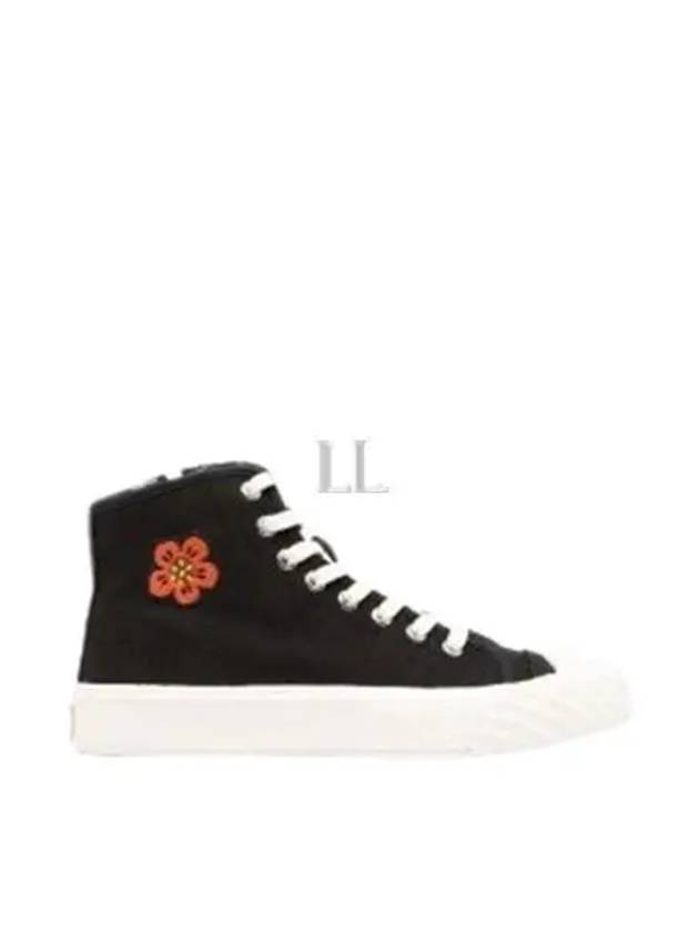 School Bokeh Flower Embroidered Cotton High Top Sneakers Black - KENZO - BALAAN 2