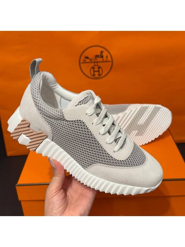 Women's Bouncing Sneakers Gray Mesh H Beige Twotone - HERMES - BALAAN 4