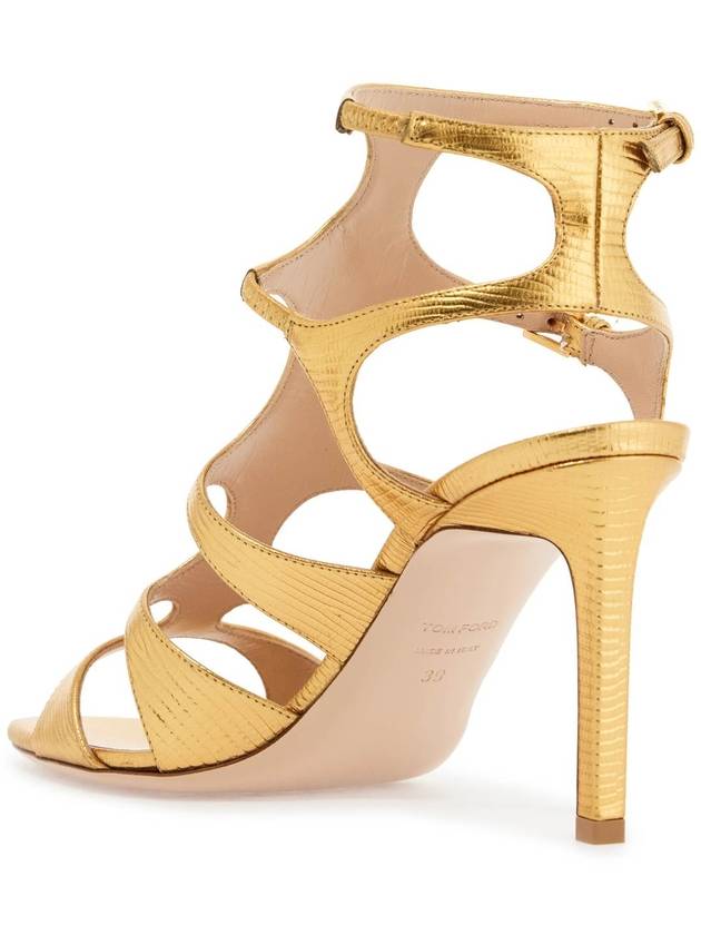 light bronze leather sandals with adjustable straps and medium heel - TOM FORD - BALAAN 3