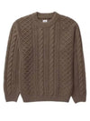 Lambswool Crewneck Logo Knit Top Brown - CP COMPANY - BALAAN 2