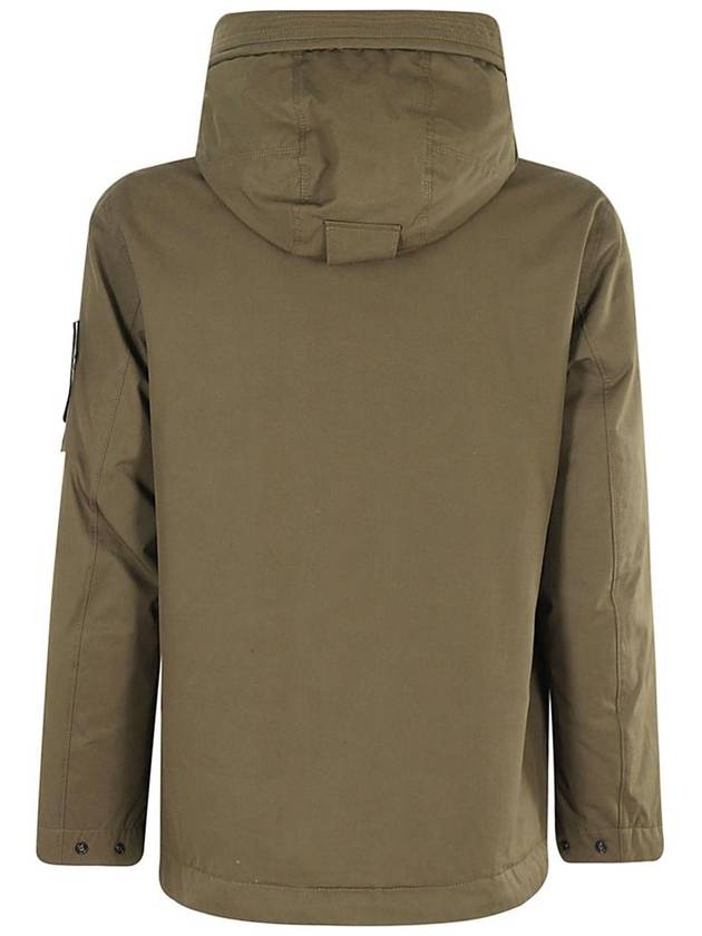 419F1 Ghost Weatherproof Cotton Canvas Hooded Jacket Military Green - STONE ISLAND - BALAAN 3