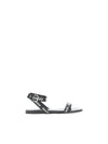 Women's All-Over Logo Round Flat Strap Sandals Black - BALENCIAGA - BALAAN.