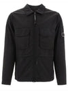 Men's Lens Wappen Two-Pocket Nylon Zip-Up Jacket Black - CP COMPANY - BALAAN 2