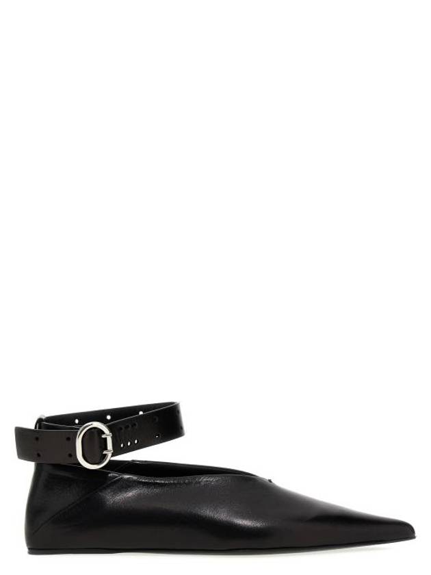 Ankle Strap Leather Ballerina Flats Black - JIL SANDER - BALAAN 2