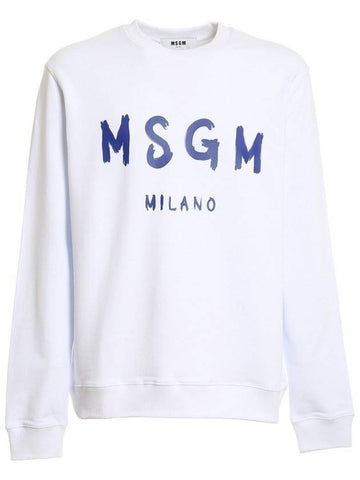 Milano Brushed Logo Print Sweatshirt White - MSGM - BALAAN 1