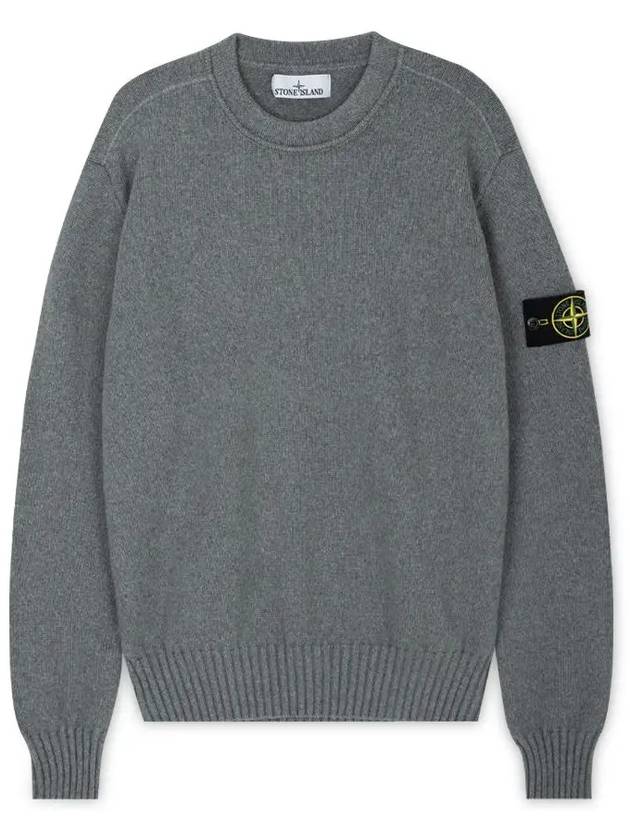 Logo Patch Knit Top Grey - STONE ISLAND - BALAAN 4