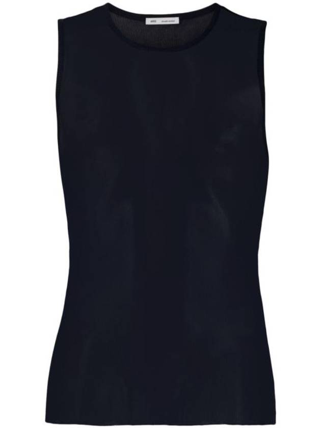 Ride Ribbed Long Tank Sleeveless Navy - AMI - BALAAN 2